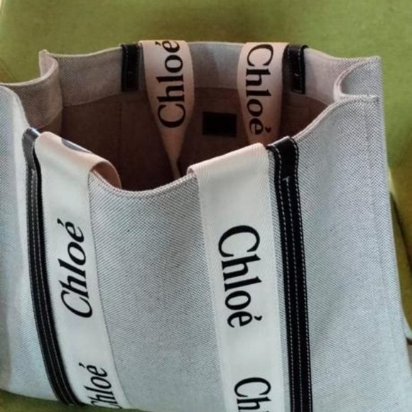 Authentic Chloe Large Woody Tote Canvas Black - Picture 4 of 4